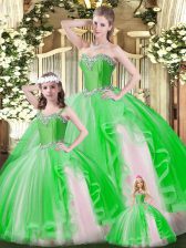 Affordable Organza Sleeveless Floor Length Ball Gown Prom Dress and Ruffles