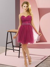 Traditional Fuchsia Sleeveless Tulle Zipper for Prom and Party