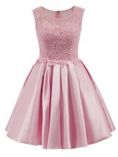 Captivating Baby Pink Scoop Zipper Lace Quinceanera Court of Honor Dress Sleeveless