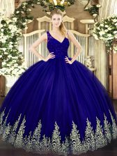 Great Sleeveless Zipper Floor Length Beading and Appliques Quinceanera Dress