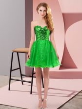 Stunning Mini Length Green Homecoming Dress Sweetheart Sleeveless Zipper
