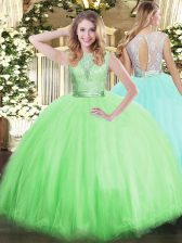  Scoop Sleeveless Backless Quinceanera Dress Tulle