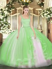  Straps Sleeveless Tulle 15th Birthday Dress Beading Zipper