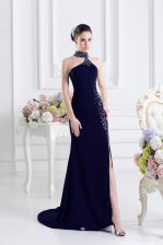  Sleeveless Sweep Train Beading Lace Up 