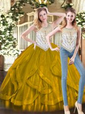 Pretty Olive Green Sweetheart Zipper Beading and Ruffles Sweet 16 Dresses Sleeveless