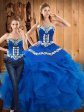 Enchanting Sleeveless Lace Up Floor Length Embroidery and Ruffles Ball Gown Prom Dress