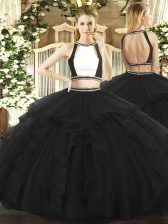 Top Selling Tulle Sleeveless Floor Length Ball Gown Prom Dress and Ruffled Layers