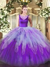  Floor Length Multi-color 15th Birthday Dress Scoop Sleeveless Side Zipper