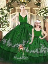  V-neck Sleeveless Organza 15th Birthday Dress Beading and Appliques Zipper