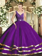  Sleeveless Backless Floor Length Ruffled Layers Sweet 16 Dress