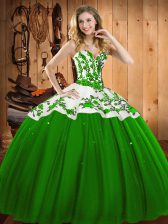  Floor Length Ball Gowns Sleeveless Green Sweet 16 Dresses Lace Up
