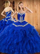  Floor Length Ball Gowns Sleeveless Blue Quinceanera Dress Lace Up