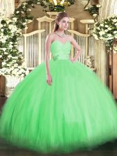 Fashionable Tulle Sweetheart Sleeveless Lace Up Beading Quinceanera Dress in Green