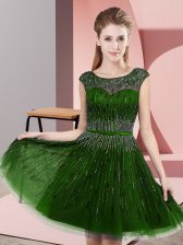 Modest Green Scoop Backless Beading Homecoming Dress Sleeveless