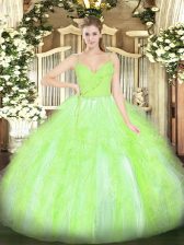  Organza Sleeveless Floor Length Sweet 16 Dress and Ruffles