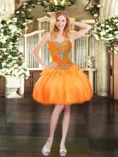On Sale Ball Gowns Prom Gown Orange Sweetheart Organza Sleeveless Mini Length Lace Up