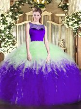  Sleeveless Zipper Floor Length Beading and Ruffles Sweet 16 Dresses