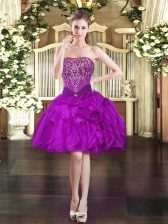 Fashionable Organza Sleeveless Mini Length Prom Party Dress and Beading and Ruffles