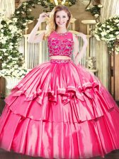  Sleeveless Beading and Ruffled Layers Zipper Sweet 16 Dress