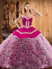 Captivating Multi-color Sleeveless Sweep Train Embroidery With Train 15 Quinceanera Dress
