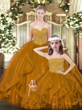  Ball Gowns Quince Ball Gowns Rust Red Sweetheart Tulle Sleeveless Floor Length Lace Up