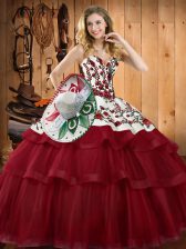 Gorgeous Sweetheart Sleeveless Organza Vestidos de Quinceanera Embroidery Sweep Train Lace Up
