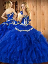 Fine Sleeveless Embroidery and Ruffles Lace Up Sweet 16 Quinceanera Dress
