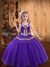  Sleeveless Embroidery Lace Up Little Girl Pageant Gowns