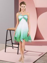  Multi-color Empire Fading Color One Shoulder Sleeveless Beading Asymmetrical Lace Up Prom Dresses