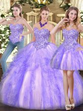 Beauteous Sleeveless Appliques and Ruffles Zipper Sweet 16 Quinceanera Dress
