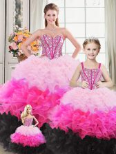 Elegant Multi-color Sleeveless Beading and Ruffles Floor Length 15 Quinceanera Dress