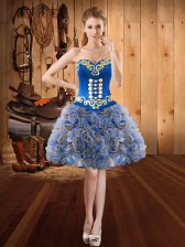 On Sale Fading Color and Fabric With Rolling Flowers Sweetheart Sleeveless Lace Up Embroidery Prom Evening Gown in Multi-color