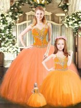 Graceful Orange Red Lace Up Sweetheart Beading Quinceanera Dress Tulle Sleeveless