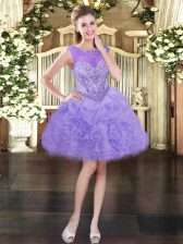 Glittering Sleeveless Lace Up Mini Length Beading and Ruffles and Pick Ups Homecoming Dress