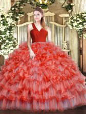 Fashion Sleeveless Ruffled Layers Zipper Vestidos de Quinceanera
