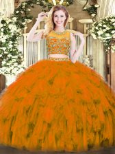 Artistic Sleeveless Zipper Floor Length Beading and Ruffles Sweet 16 Dress