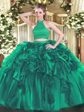 Glittering Sleeveless Beading and Ruffles Backless 15 Quinceanera Dress