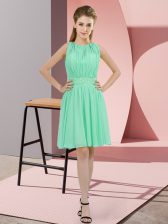 High End Apple Green Sleeveless Chiffon Zipper Quinceanera Dama Dress for Prom and Wedding Party