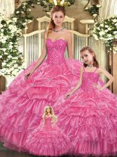 Most Popular Organza Sleeveless Floor Length Quinceanera Gowns and Beading and Ruffled Layers