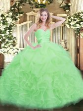  Organza Sleeveless Floor Length Quinceanera Dresses and Beading and Ruffles