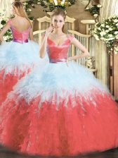 Sumptuous Organza Sleeveless Floor Length Quinceanera Gown and Ruffles
