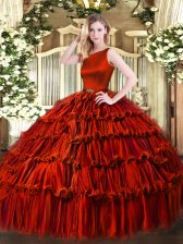  Organza Sleeveless Floor Length Quinceanera Gowns and Ruffled Layers
