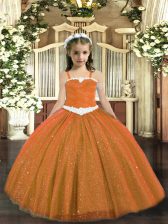  Rust Red Lace Up High School Pageant Dress Appliques Sleeveless Floor Length