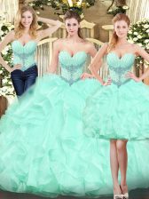 Edgy Floor Length Ball Gowns Sleeveless Apple Green Sweet 16 Dresses Lace Up