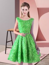  Knee Length A-line Sleeveless Green Dress for Prom Lace Up