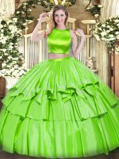 Vintage Floor Length Criss Cross 15 Quinceanera Dress for Military Ball and Sweet 16 and Quinceanera with Ruffled Layers