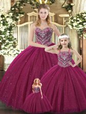  Burgundy Sleeveless Floor Length Beading Lace Up Sweet 16 Dress