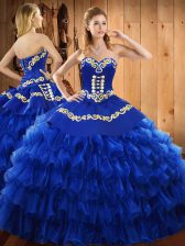 Glamorous Sleeveless Embroidery and Ruffled Layers Lace Up 15th Birthday Dress