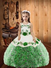  Multi-color Sleeveless Embroidery and Ruffles Floor Length Evening Gowns
