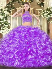Top Selling Sleeveless Backless Floor Length Beading and Ruffles Quinceanera Dresses